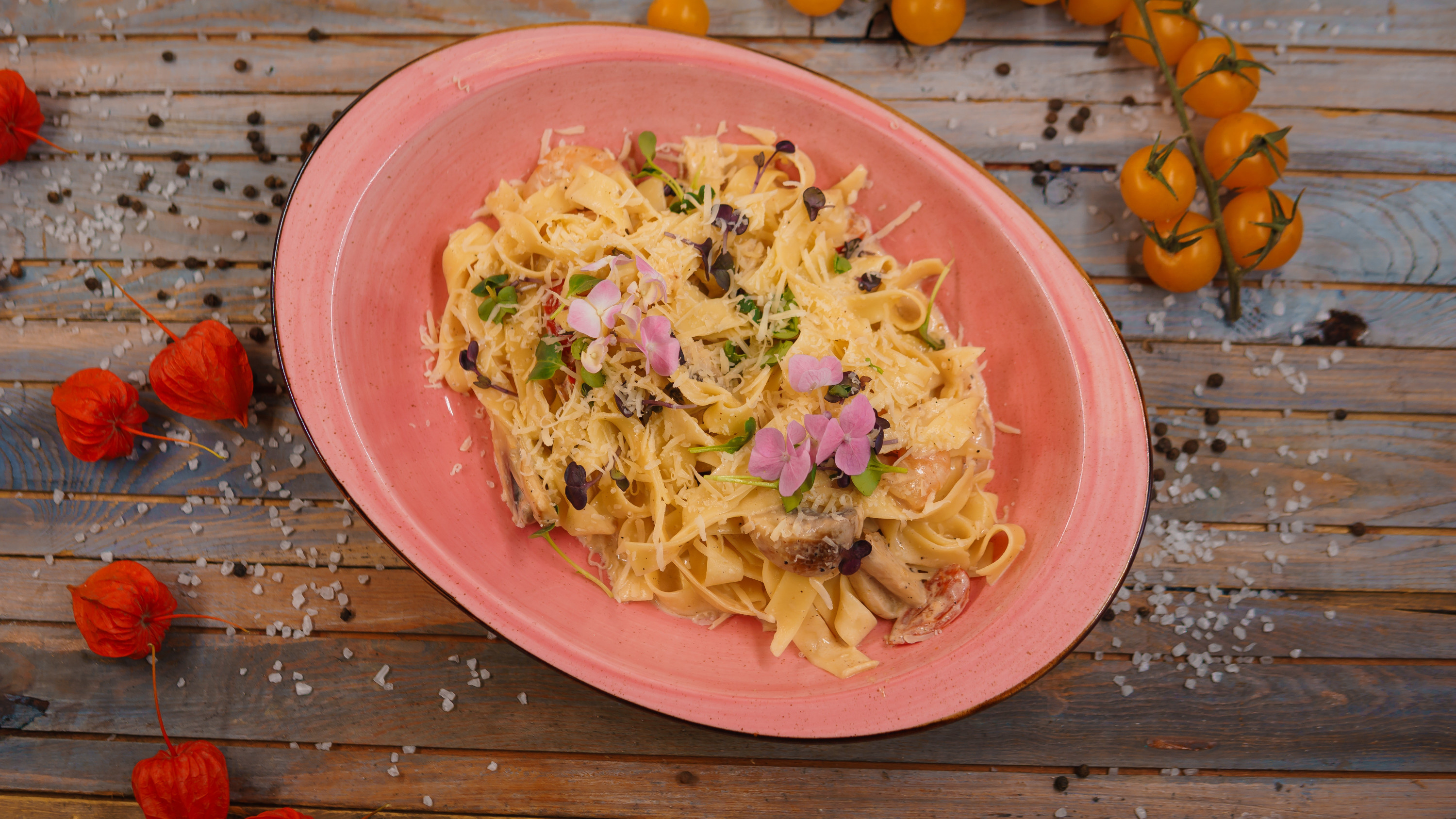 Фетучини с креветками