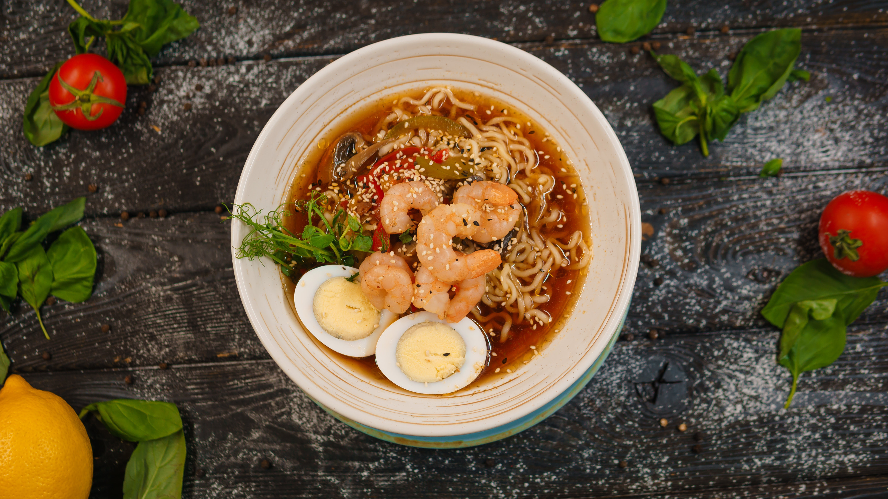 Рамен с креветками